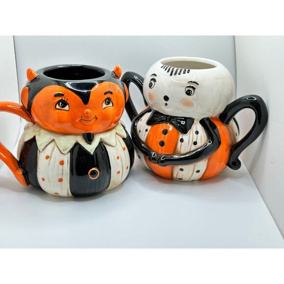 Johanna Parker Design Pumpkin Peep Halloween Mug Vampire Spider Set - Picture 2 of 5